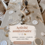 Groupe d'amis s'amusant en créant des œuvres d'art lors d'un anniversaire.