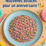 Une fête d'anniversaire joyeuse avec des ballons et un gâteau coloré.