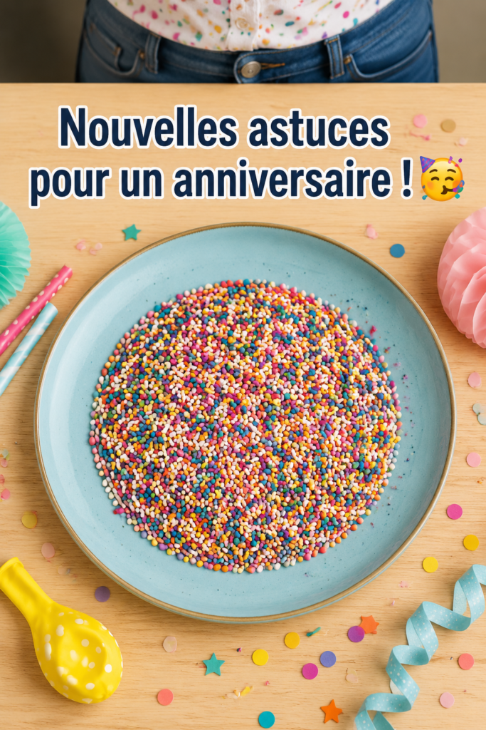 Une fête d'anniversaire joyeuse avec des ballons et un gâteau coloré.