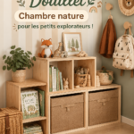 Chambre pour enfant décorée avec des éléments naturels, symbolisant l'exploration.
