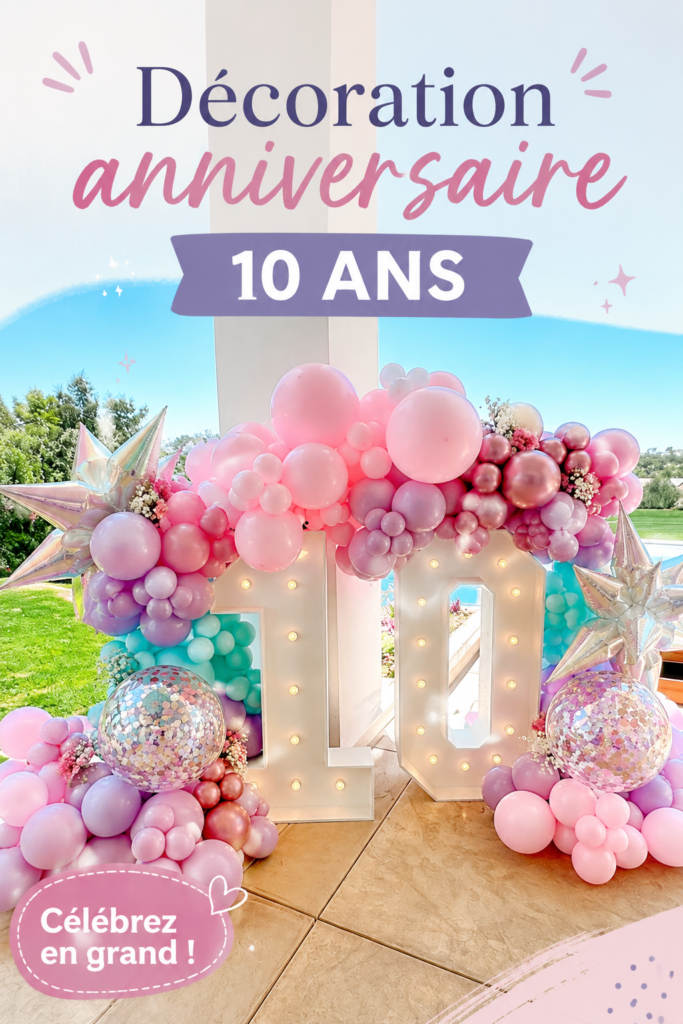 Décoration festive pour un anniversaire d'enfant de 10 ans