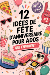 Thème de fête d'anniversaire pour adolescents décoré de ballons et accessoires colorés.