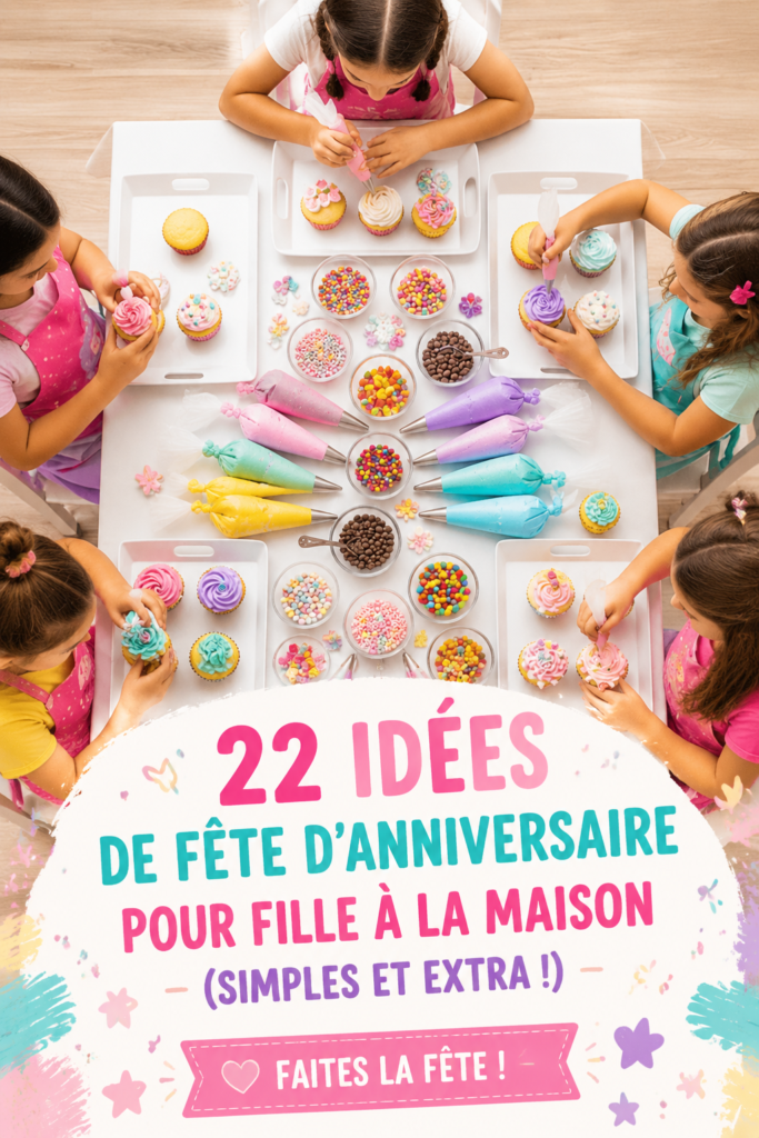 Idées d'anniversaire créatives pour filles avec des décorations colorées et un gâteau festif