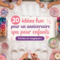 Fête d'anniversaire spa pour enfants avec des décorations colorées et des activités relaxantes.