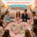 Jeu du candy bar avec divers bonbons colorés pour une fête d'anniversaire amusante.