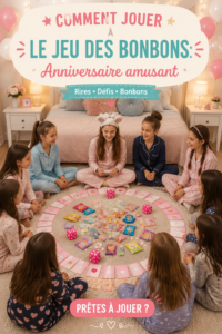 Jeu du candy bar avec divers bonbons colorés pour une fête d'anniversaire amusante.