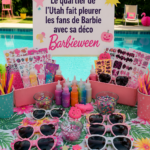 Décorations Halloween inspirées de Barbie dans un quartier de l'Utah.