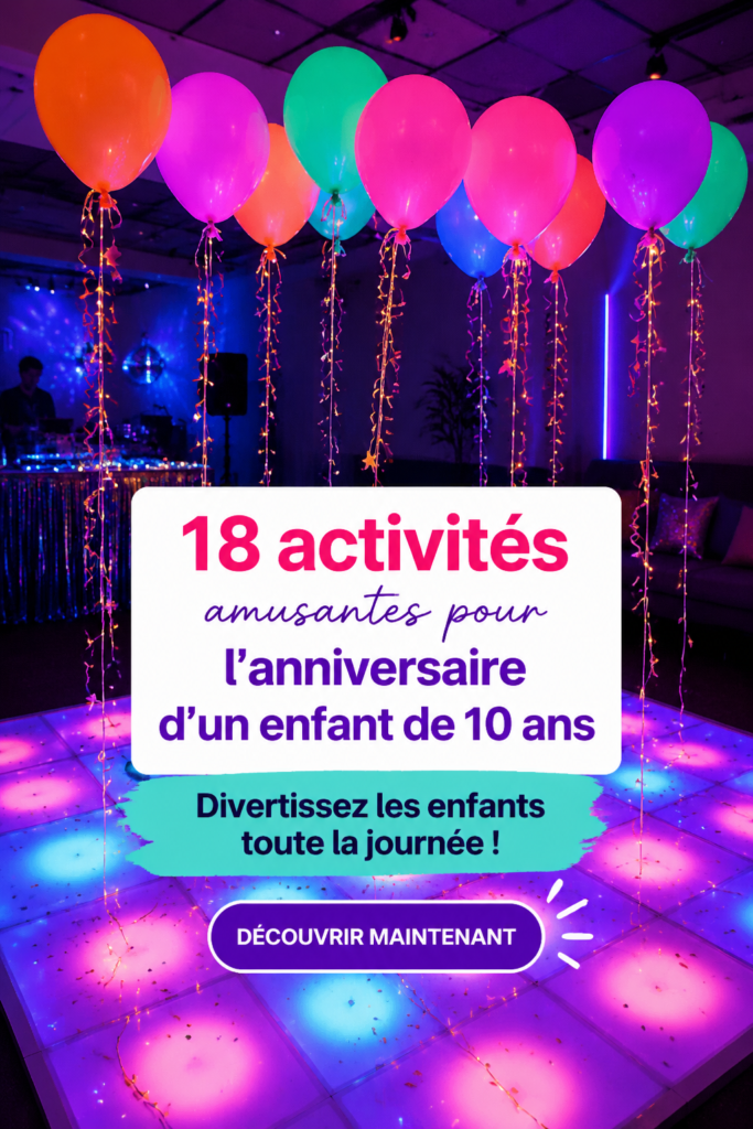 Enfants jouant et s'amusant lors d'une fête d'anniversaire, entourés de décorations festives.