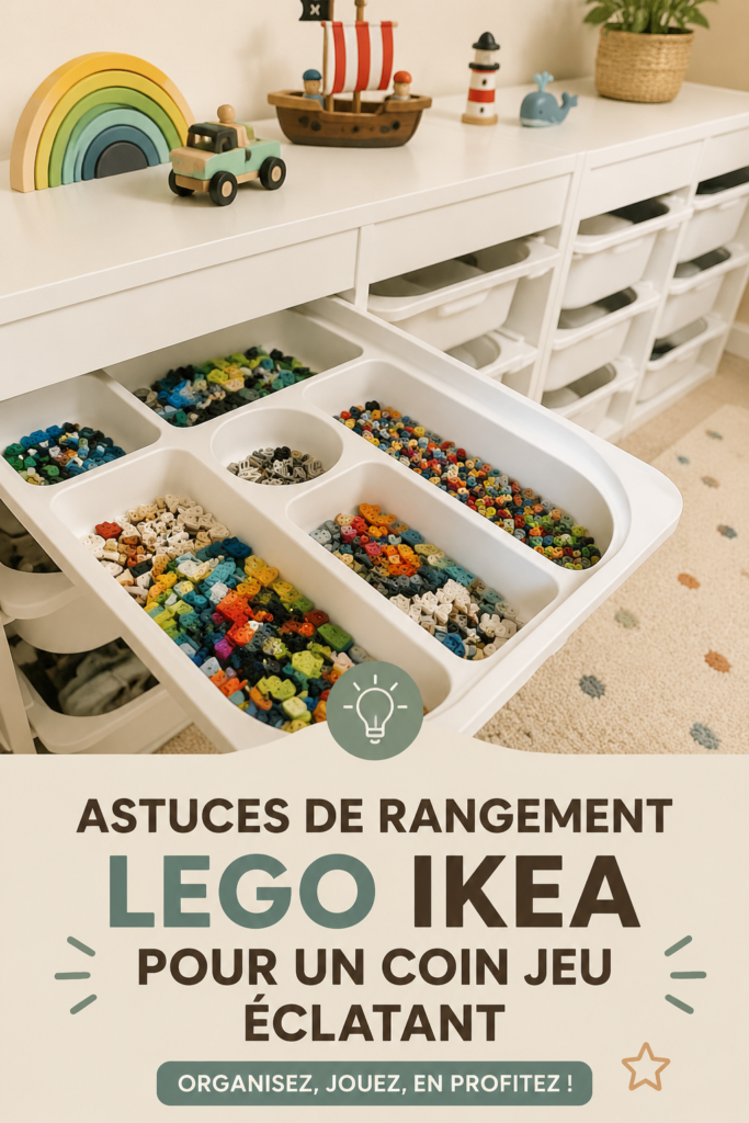 Une chambre d'enfants décorée avec des rangements IKEA colorés et fonctionnels.