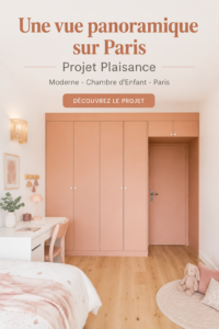 Chambre d'enfant moderne avec vue panoramique sur Paris