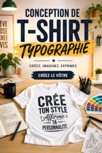 Exemple de t-shirt avec un design typographique unique