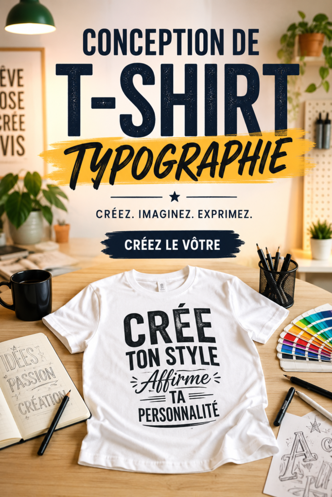 Exemple de t-shirt avec un design typographique unique