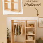 Dressing Montessori fait maison avec des rangements adaptés aux enfants