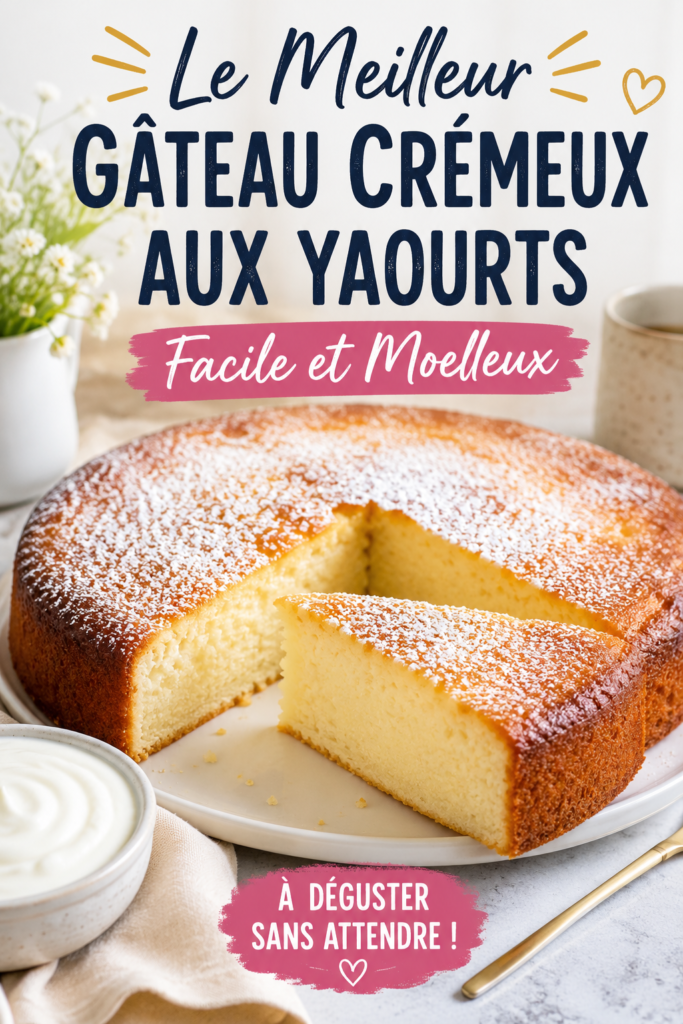 Gâteau au yaourt crémeux décoré, parfait pour les enfants