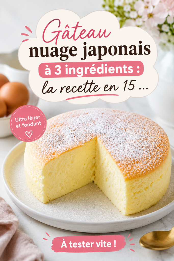 Gâteau nuage japonais fait maison avec 3 ingrédients