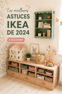Un salon décoré avec des meubles IKEA transformés par des hacks créatifs.