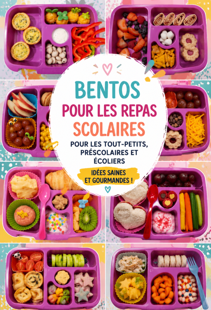 Boîte à bento colorée remplie de repas variés pour enfants