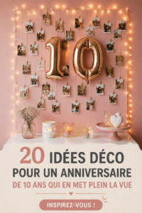 Une table joliment décorée pour un anniversaire d'enfant avec des ballons et des guirlandes.