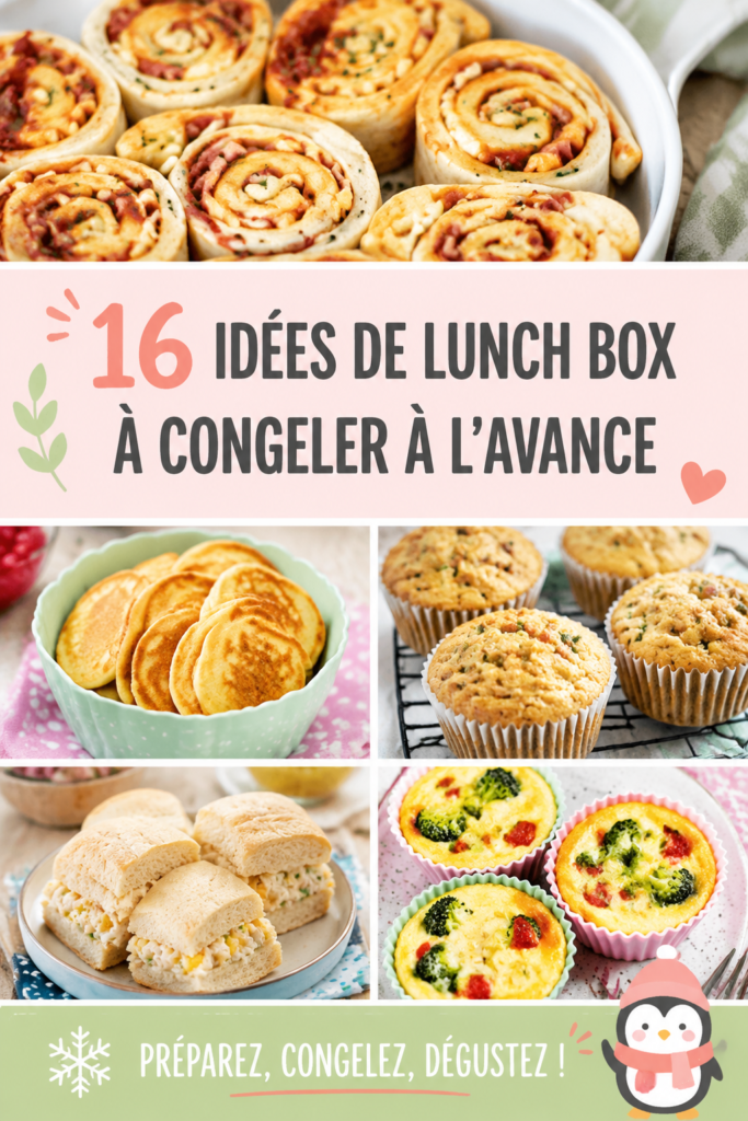 Une collection de lunch box colorées prêtes à être congelées, avec des légumes et des protéines variés.