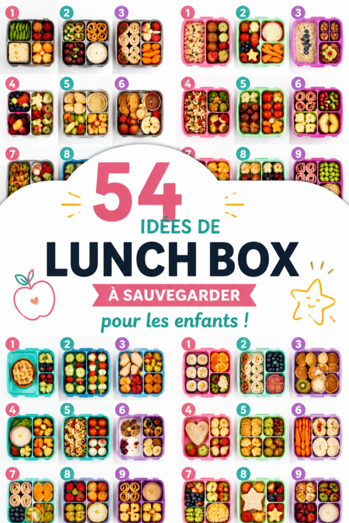 Lunch box créative avec des fruits et légumes colorés pour enfants.