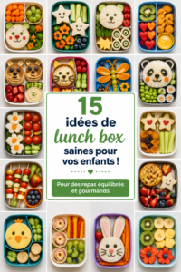 Des lunch boxes colorées et saines pour enfants, remplies de fruits et légumes.