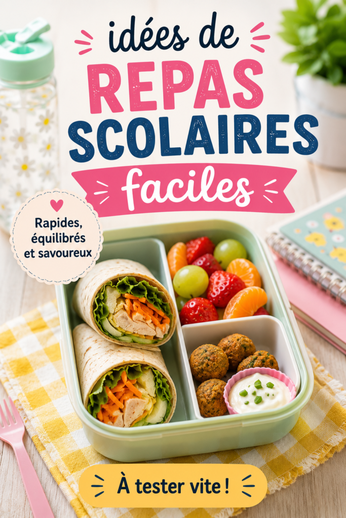 Assiette avec plusieurs repas scolaires faciles à préparer