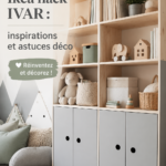 Un meuble IVAR d'Ikea personnalisé avec des accessoires de décoration modernes.