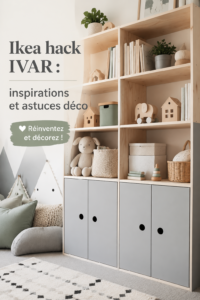 Un meuble IVAR d'Ikea personnalisé avec des accessoires de décoration modernes.