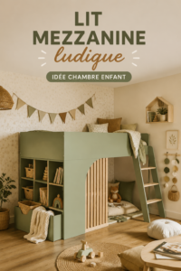 Lit mezzanine Playful dans une chambre d'enfant avec espace de jeu en dessous.