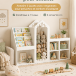 Organisateur de livres et jouets pour enfants dans une chambre contemporaine