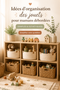 Un espace de jeu bien organisé avec des jouets rangés dans des bacs colorés.
