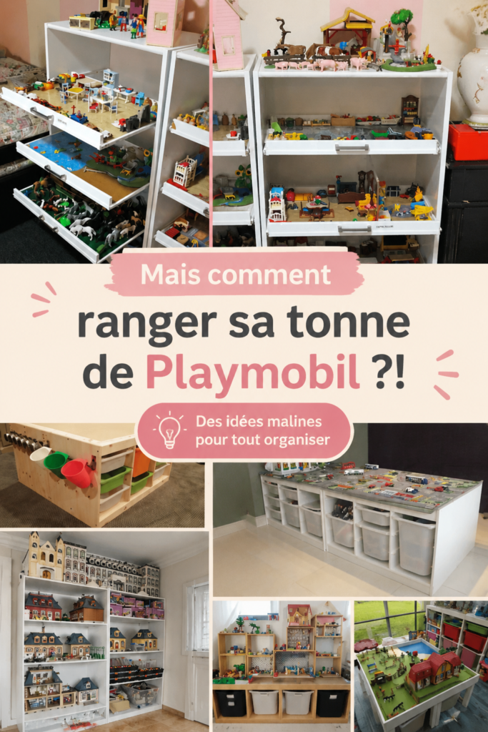 Un bel espace de rangement pour Playmobil bien organisé