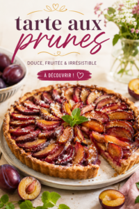 Une délicieuse tarte aux prunes dorée et appétissante, prête à être servie.