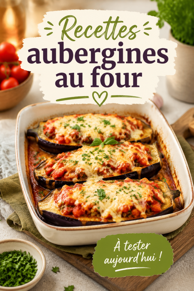 Aubergines rôties au four garnies de fromage et d'herbes