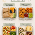 Recettes de boîtes à lunch saines pour enfants avec fruits et légumes colorés