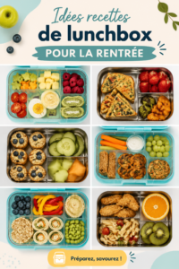 Lunchbox colorée avec divers plats sains pour la rentrée scolaire.