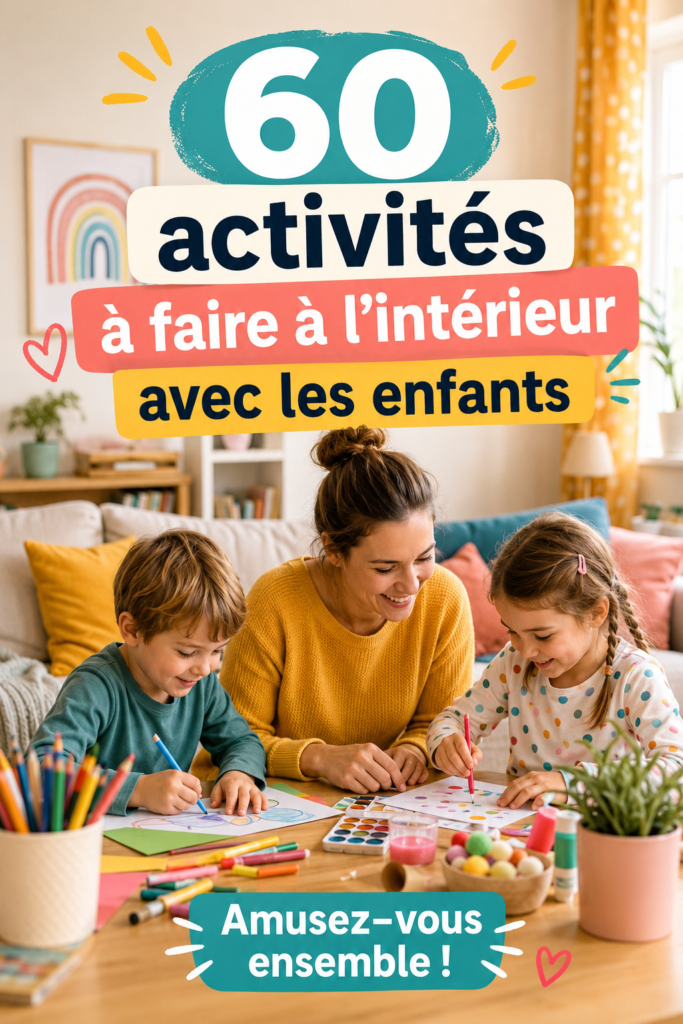 Un groupe d'enfants jouant ensemble à des activités manuelles à l'intérieur