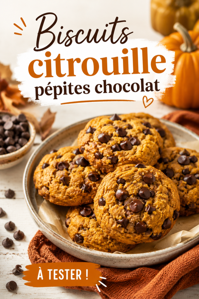 Biscuits à la citrouille et pépites de chocolat sur une assiette