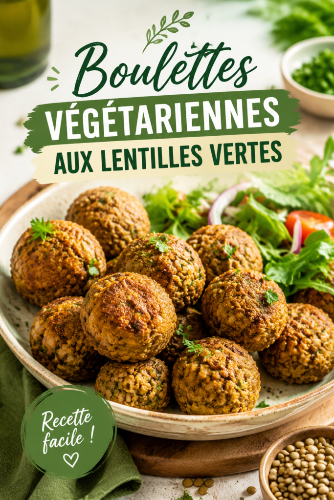 Boulettes de lentilles vertes prêtes à être servies dans un lunchbox pour enfants.