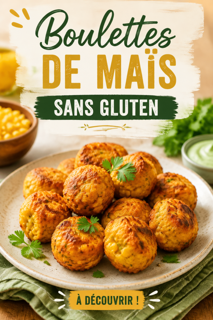 Boulettes de maïs sans gluten prêtes à être servies, accompagnées de légumes