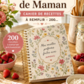 Un cahier de recettes gourmandes pour enfants garni de dessins et de notes
