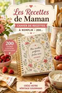 Un cahier de recettes gourmandes pour enfants garni de dessins et de notes