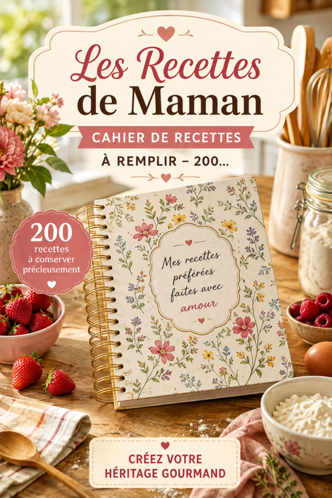 Un cahier de recettes gourmandes pour enfants garni de dessins et de notes
