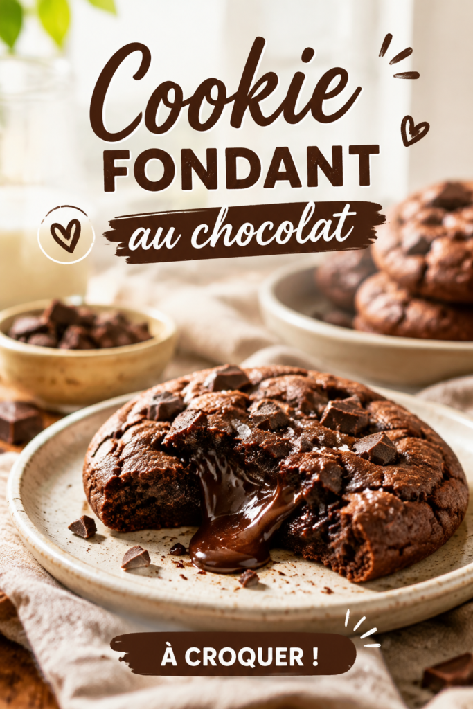 Des cookies fondants au chocolat sur une assiette, idéal pour le goûter des enfants.