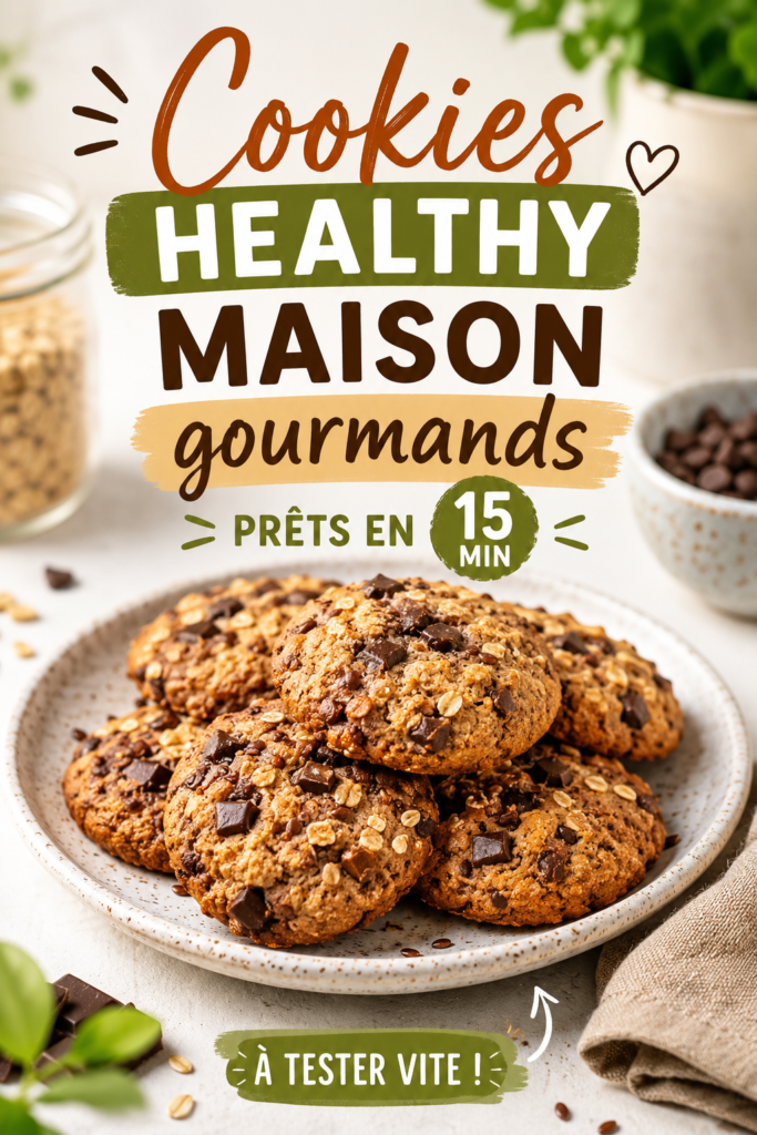 Cookies healthy maison prêts en 15 minutes et posés sur une assiette.