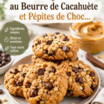 Cookies sains au beurre de cacahuète et pépites de chocolat, parfaits pour une collation gourmande.