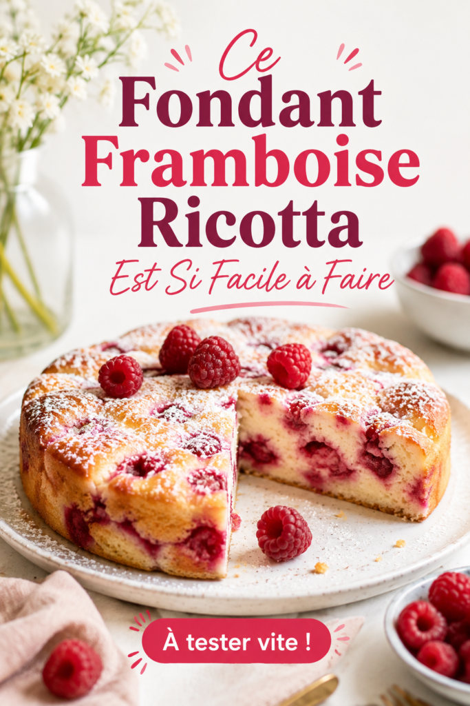 Fondant framboise ricotta décoré, parfait pour un dessert gourmand