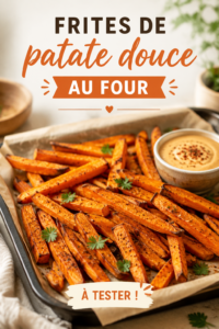 Frites de patate douce croustillantes dorées au four dans une assiette