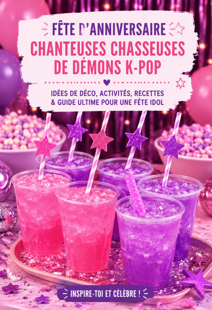 Fête d'anniversaire K-Pop avec décorations colorées et gourmandises