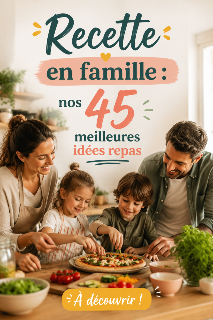 Recettes de repas familiaux colorés et gourmands sur une table